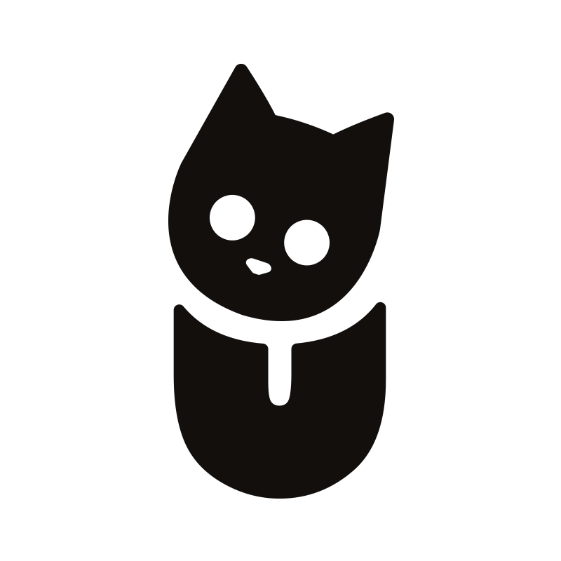 MÜW BEER : icône de chat noire stylisée sur fond blanc, élément du logo MÜW BEER.